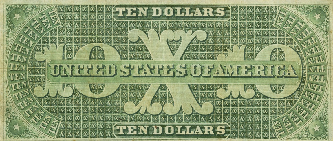 Back of United States p126d: 10 Dollars from 1861