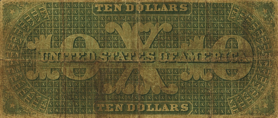 Back of United States p126e: 10 Dollars from 1861