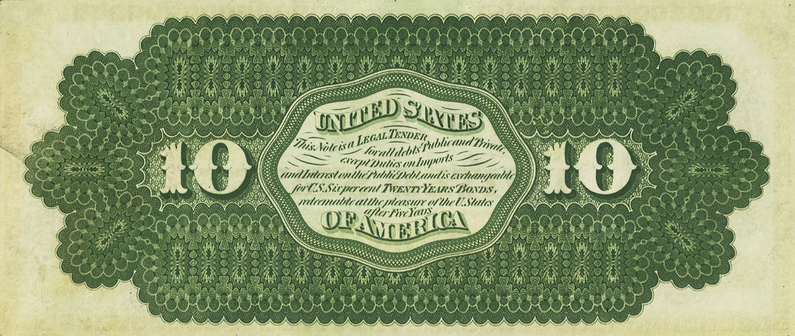 Back of United States p131a: 10 Dollars from 1862
