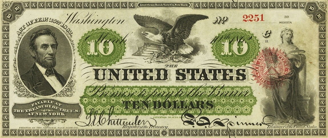 Front of United States p131a: 10 Dollars from 1862