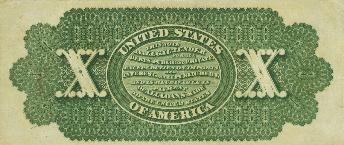 Back of United States p131b: 10 Dollars from 1862