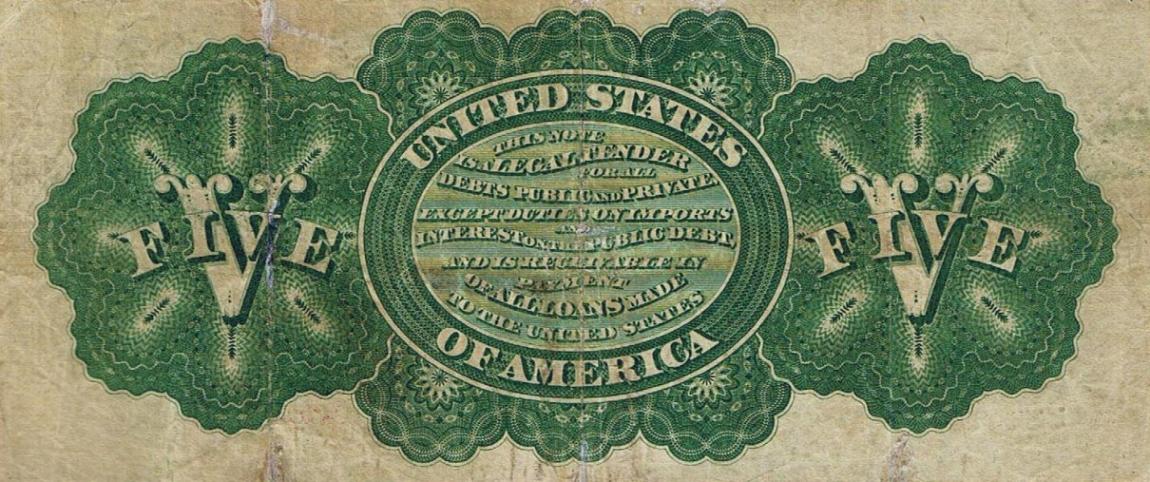 Back of United States p137: 5 Dollars from 1863