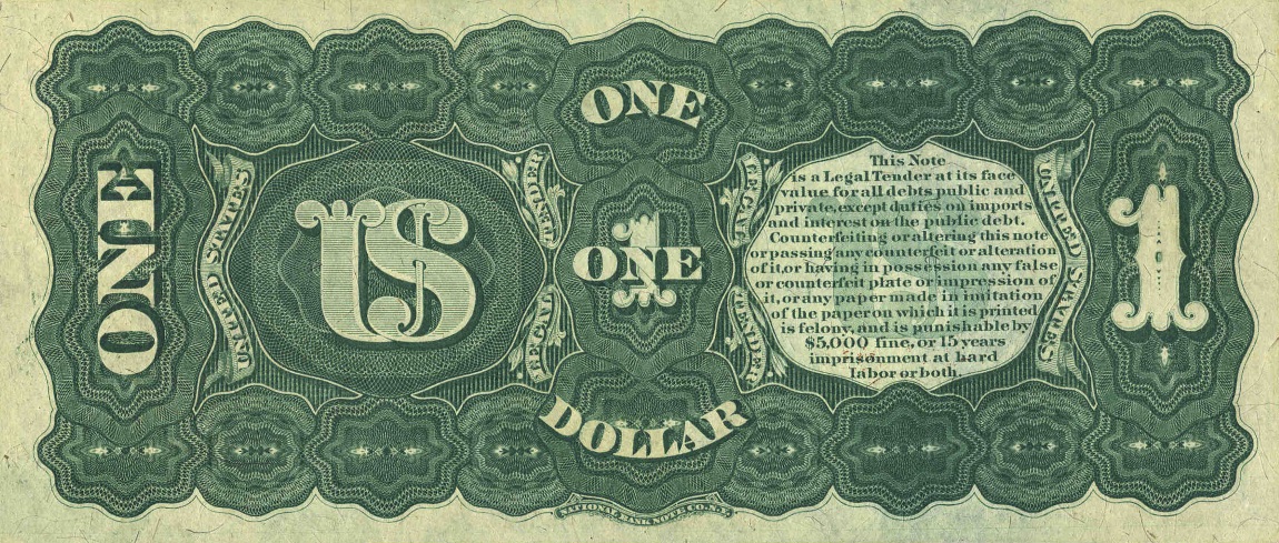 Back of United States p144: 1 Dollar from 1869