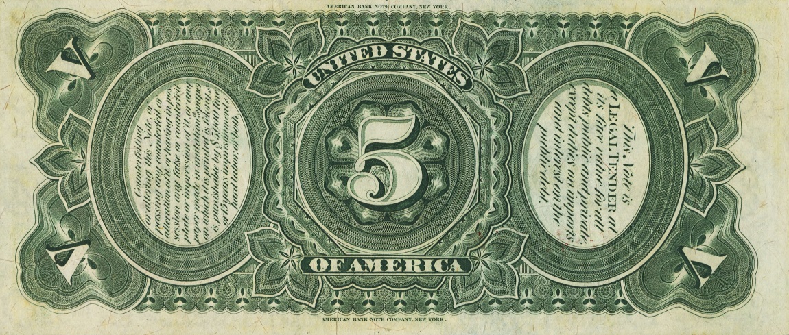 Back of United States p146: 5 Dollars from 1869