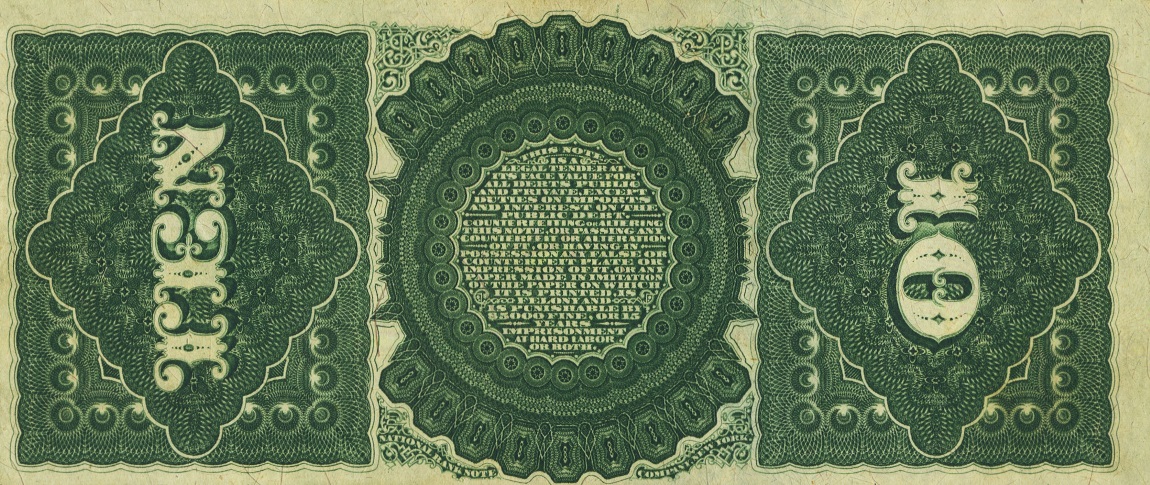 Back of United States p147: 10 Dollars from 1869