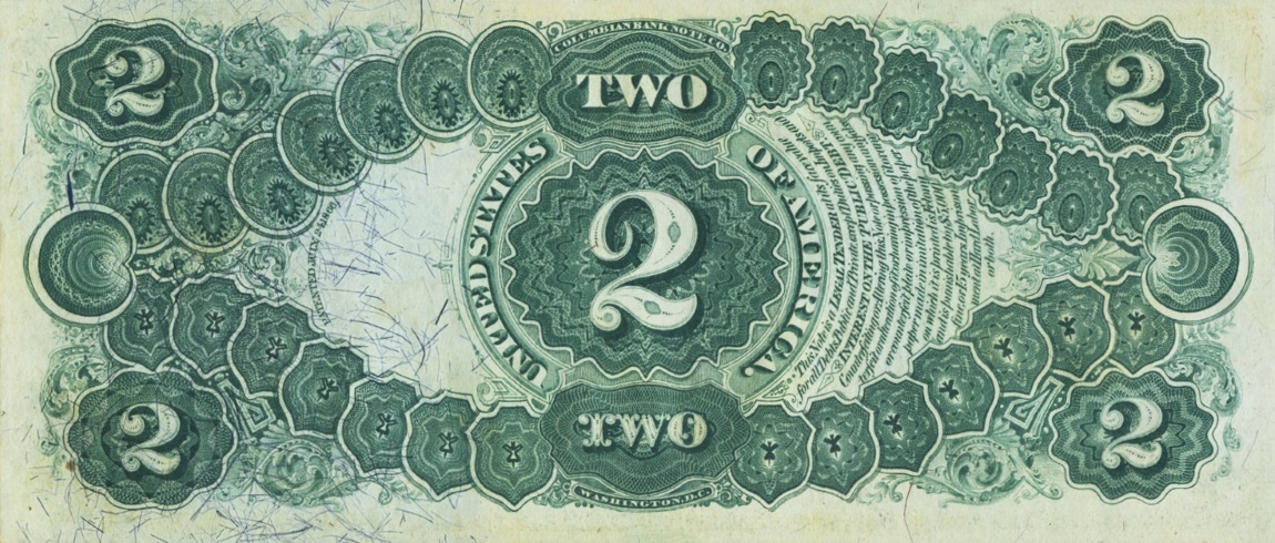 Back of United States p154: 2 Dollars from 1874