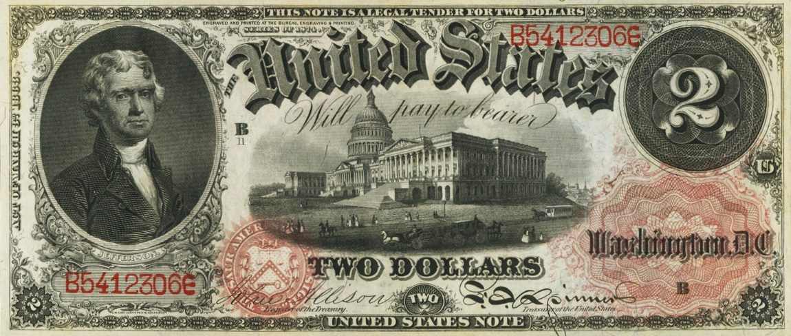 Front of United States p154: 2 Dollars from 1874