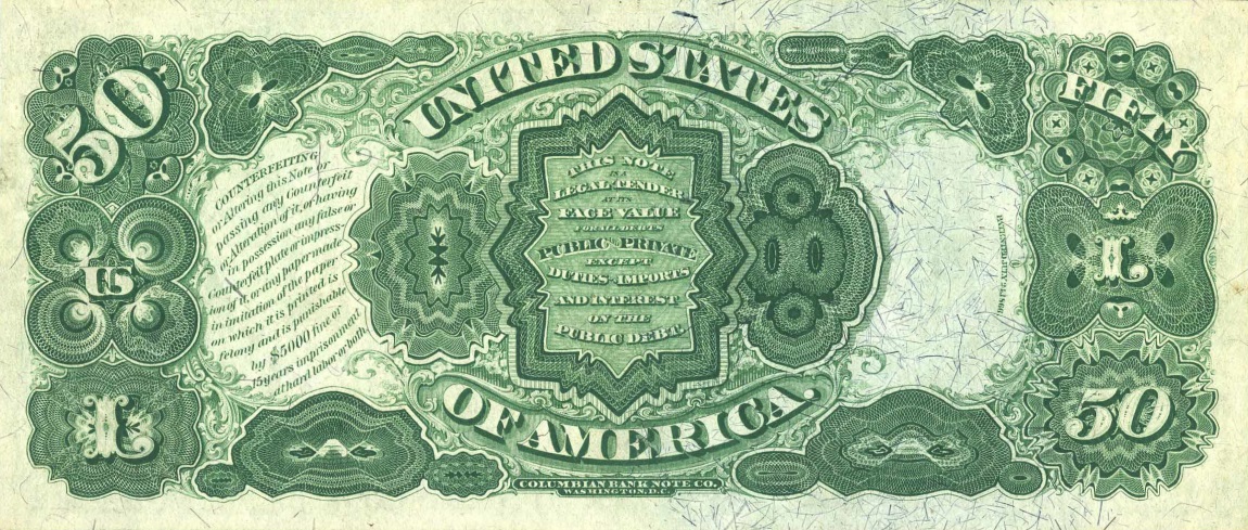 Back of United States p155: 50 Dollars from 1874