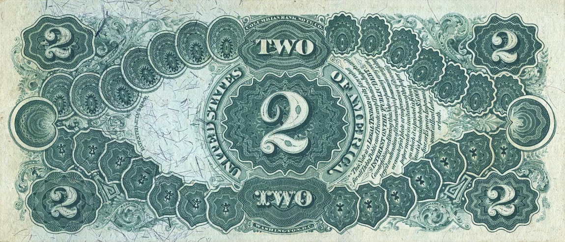 Back of United States p158c: 2 Dollars from 1875