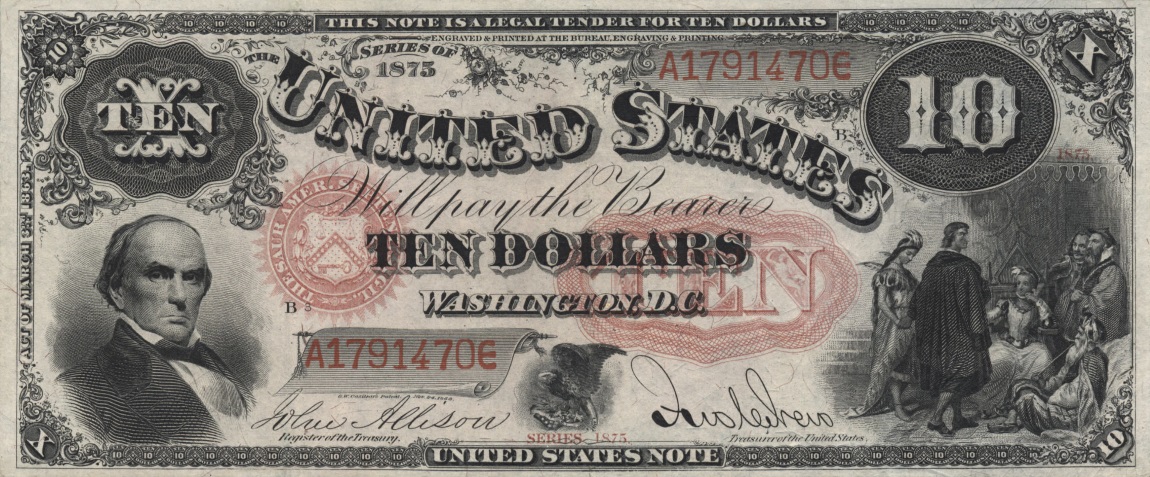 Front of United States p160a: 10 Dollars from 1875