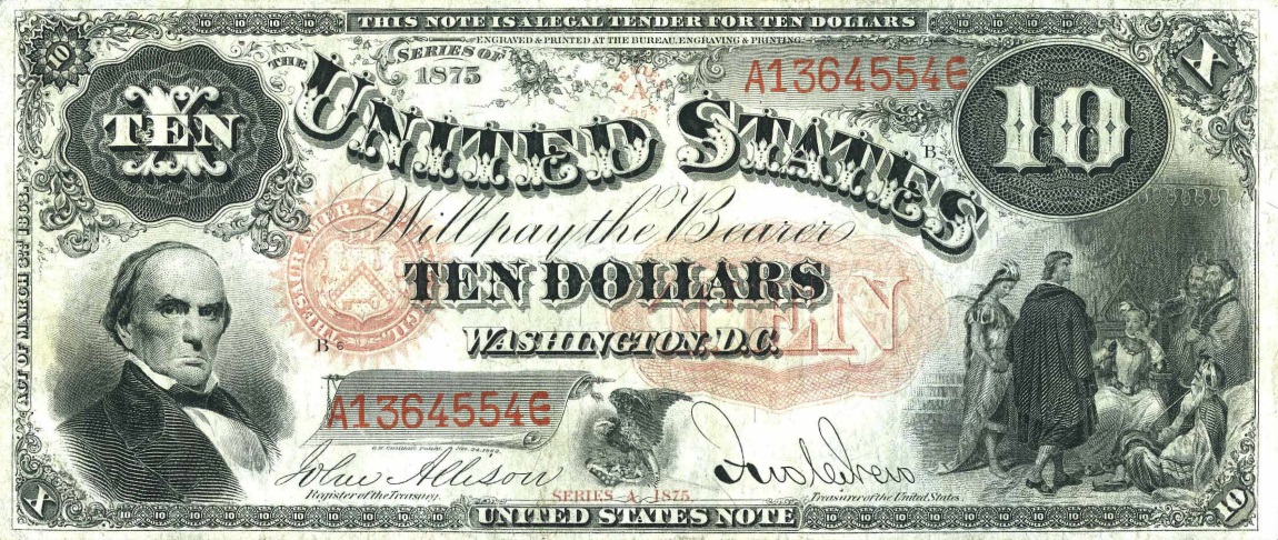 Front of United States p160b: 10 Dollars from 1875