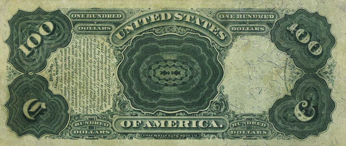 Back of United States p163: 100 Dollars from 1875