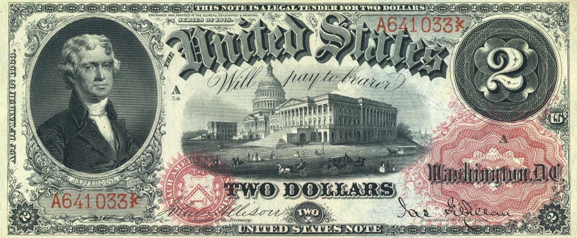 Front of United States p166: 2 Dollars from 1878