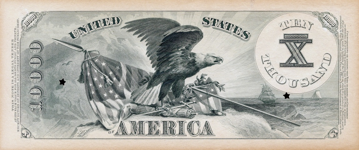 Back of United States p175: 10000 Dollars from 1878