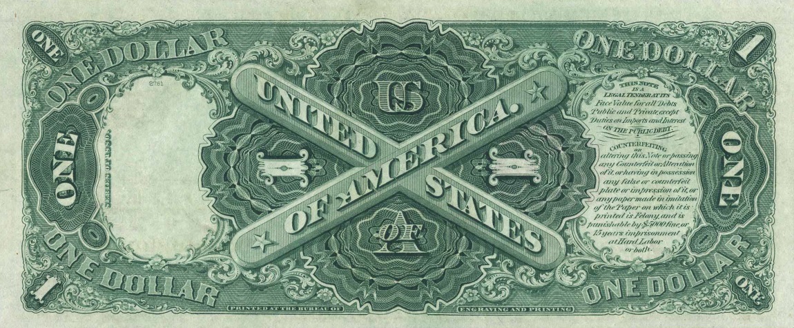Back of United States p176c: 1 Dollar from 1880