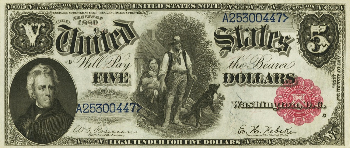 Front of United States p178b: 5 Dollars from 1880