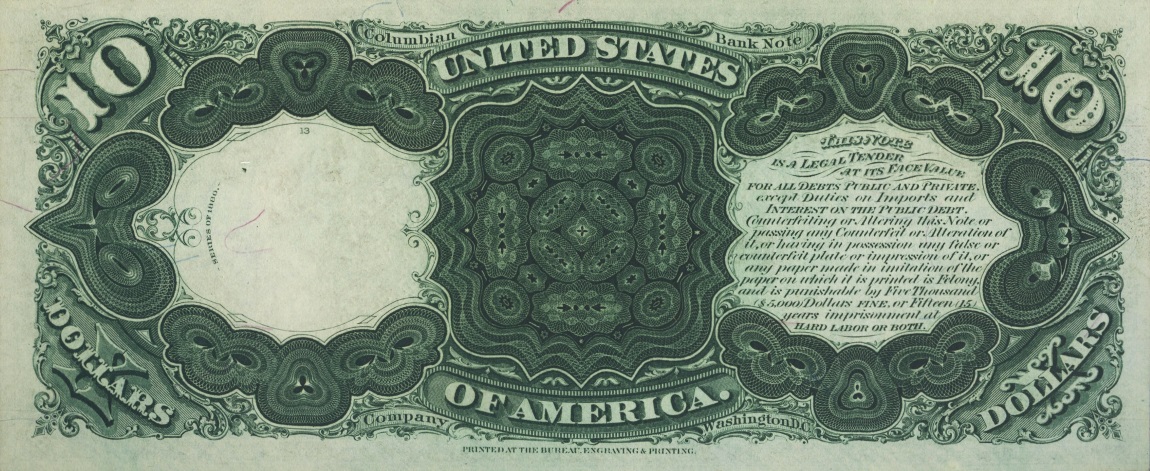 Back of United States p179a: 10 Dollars from 1880