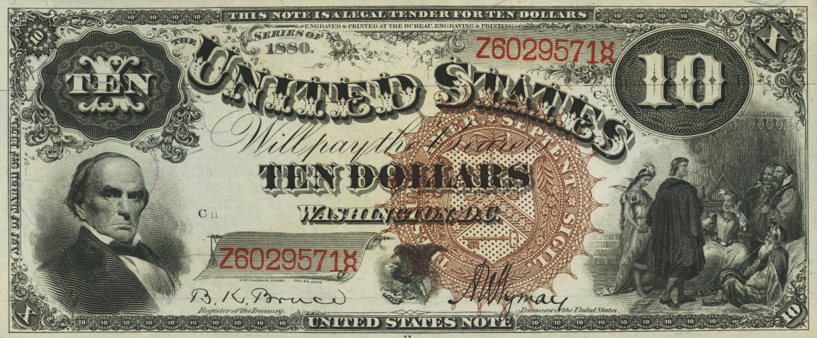 Front of United States p179a: 10 Dollars from 1880