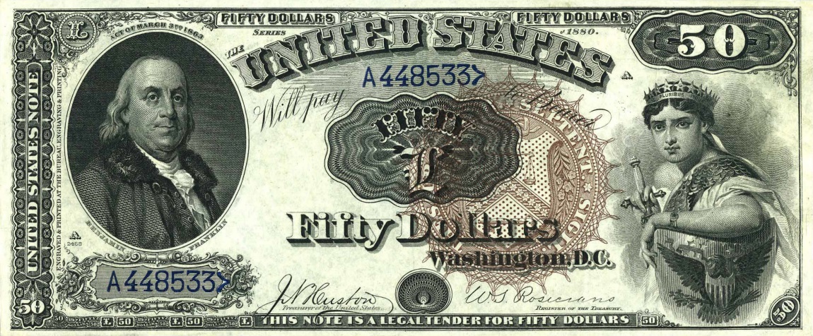 Front of United States p181: 50 Dollars from 1880