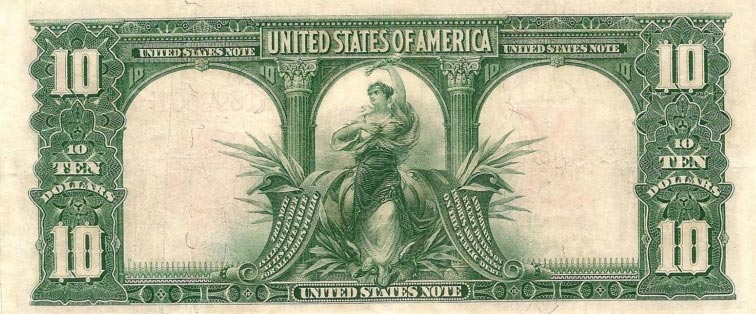 Back of United States p185: 10 Dollars from 1901