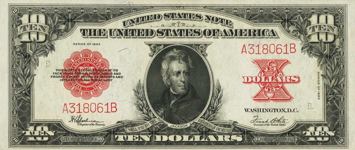 Front of United States p190: 10 Dollars from 1923