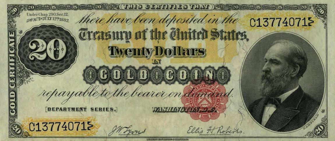 Front of United States p259b: 20 Dollars from 1882