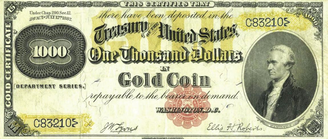 Front of United States p263: 1000 Dollars from 1882