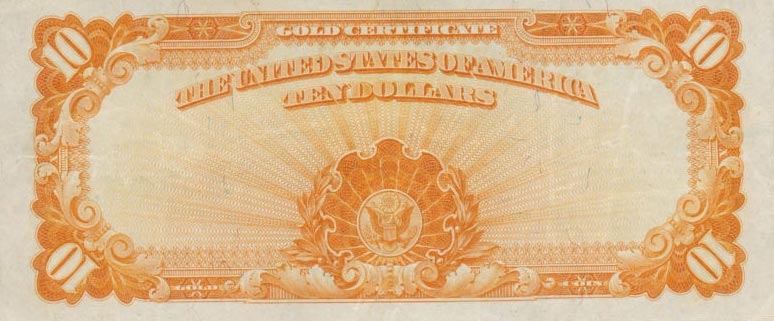 Back of United States p274: 10 Dollars from 1922