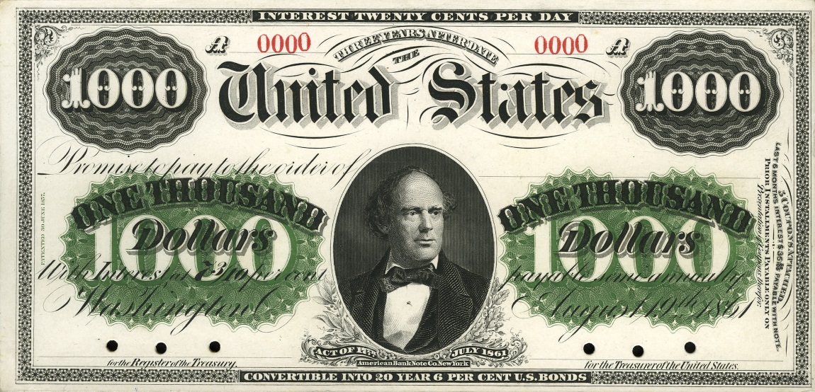 Front of United States p283: 1000 Dollars from 1861