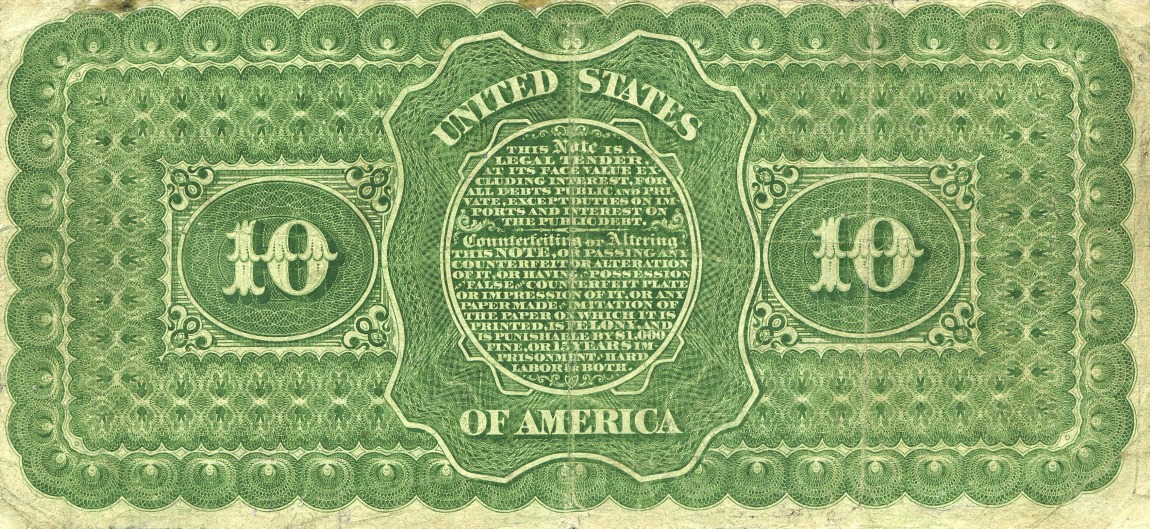 Back of United States p285: 10 Dollars from 1864