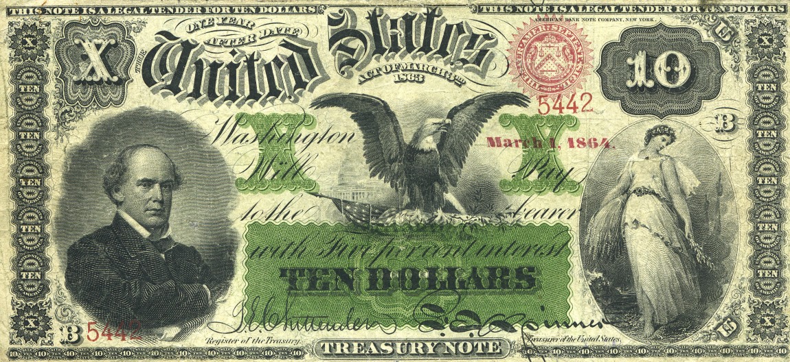 Front of United States p285: 10 Dollars from 1864