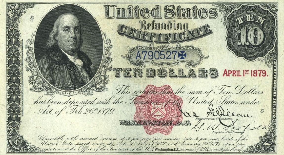 Front of United States p308: 10 Dollars from 1879