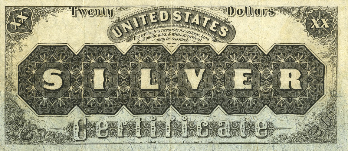 Back of United States p310: 20 Dollars from 1878