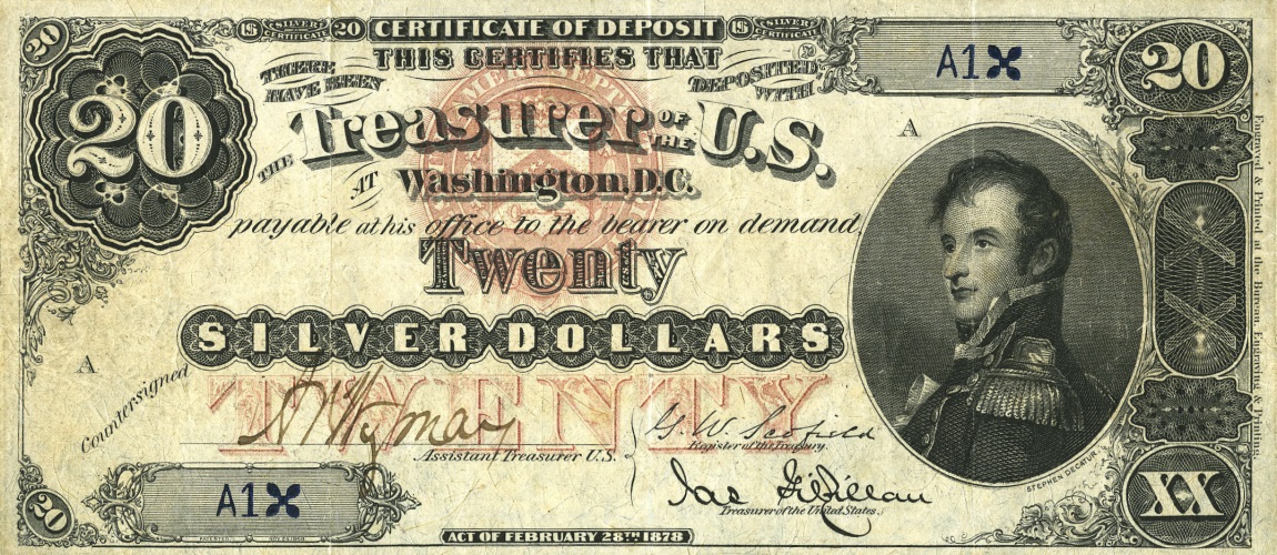 Front of United States p310: 20 Dollars from 1878