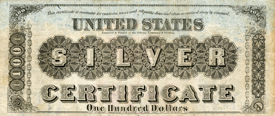 Back of United States p312: 100 Dollars from 1878