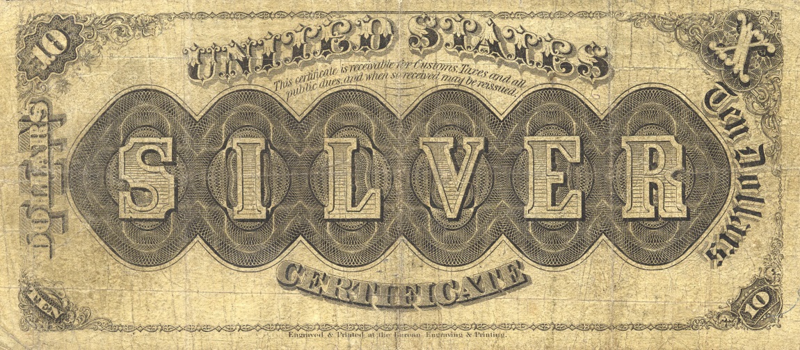 Back of United States p315a: 10 Dollars from 1880