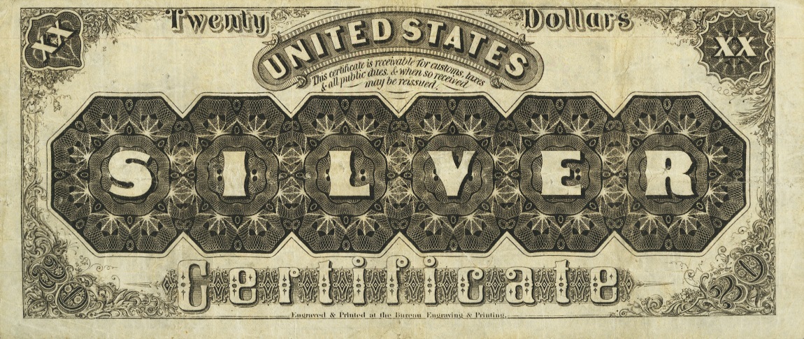 Back of United States p316a: 20 Dollars from 1880