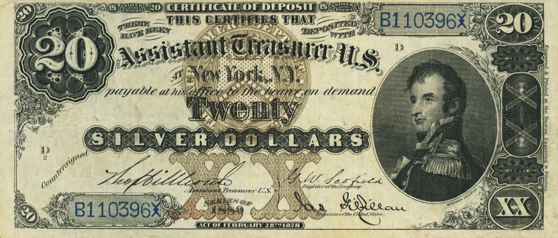 Front of United States p316a: 20 Dollars from 1880