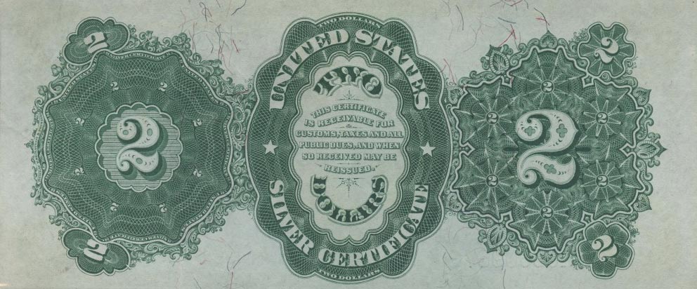 Back of United States p327: 2 Dollars from 1891