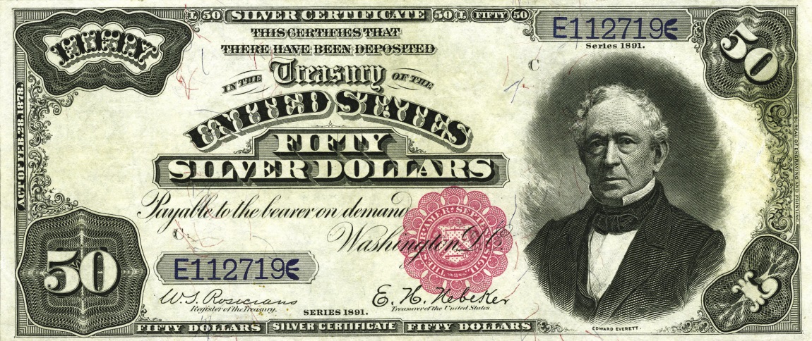 Front of United States p332: 50 Dollars from 1891