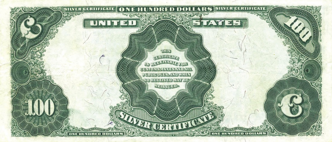 Back of United States p333: 100 Dollars from 1891