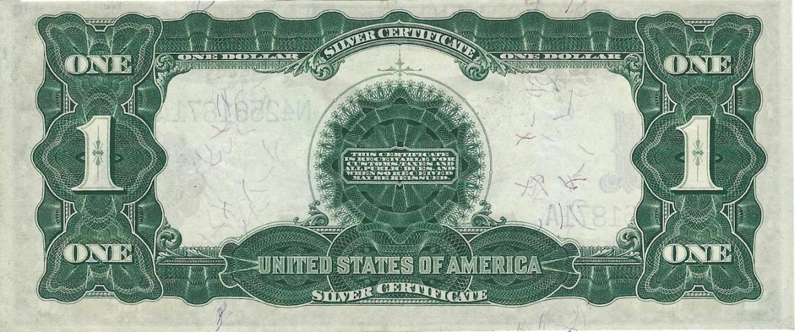 Back of United States p338c: 1 Dollar from 1899