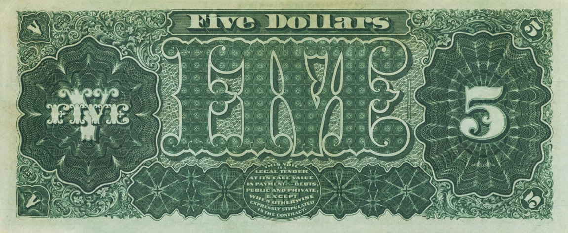 Back of United States p346: 5 Dollars from 1890