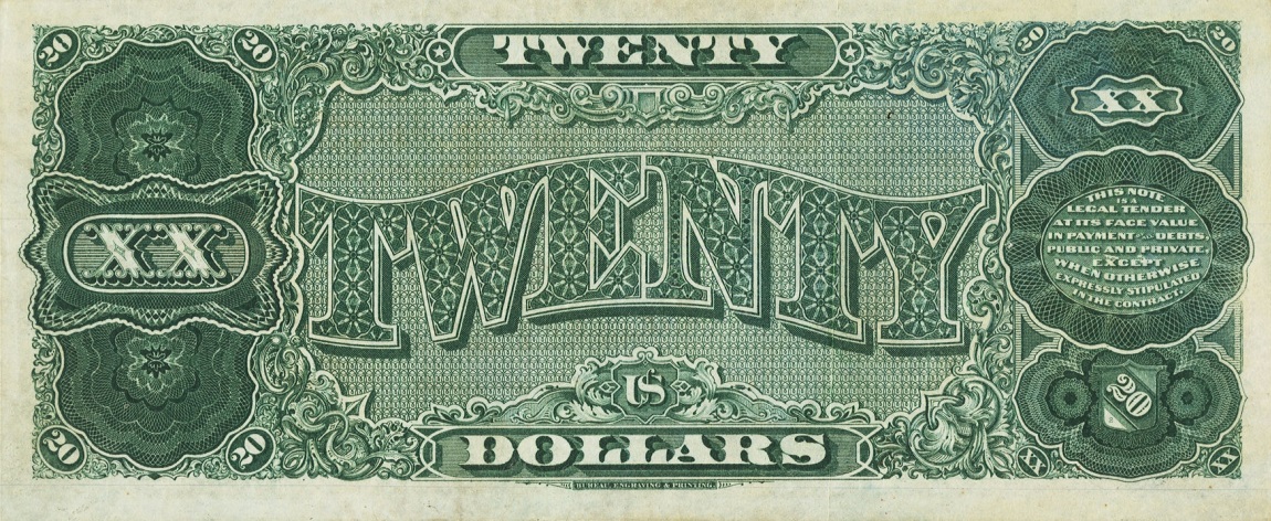 Back of United States p348: 20 Dollars from 1890