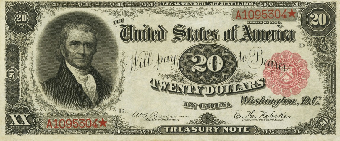 Front of United States p348: 20 Dollars from 1890