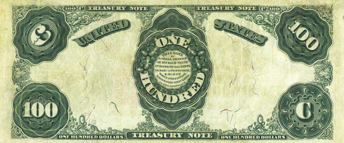 Back of United States p357: 100 Dollars from 1891