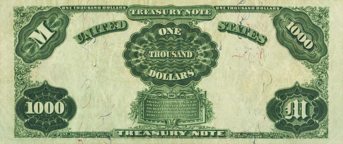 Back of United States p358: 1000 Dollars from 1891