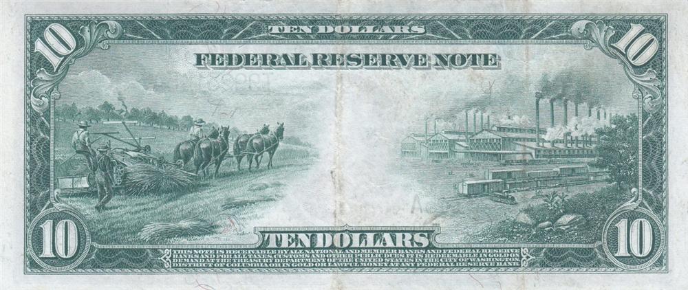 Back of United States p360b: 10 Dollars from 1914