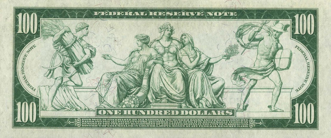 Back of United States p363b: 100 Dollars from 1914