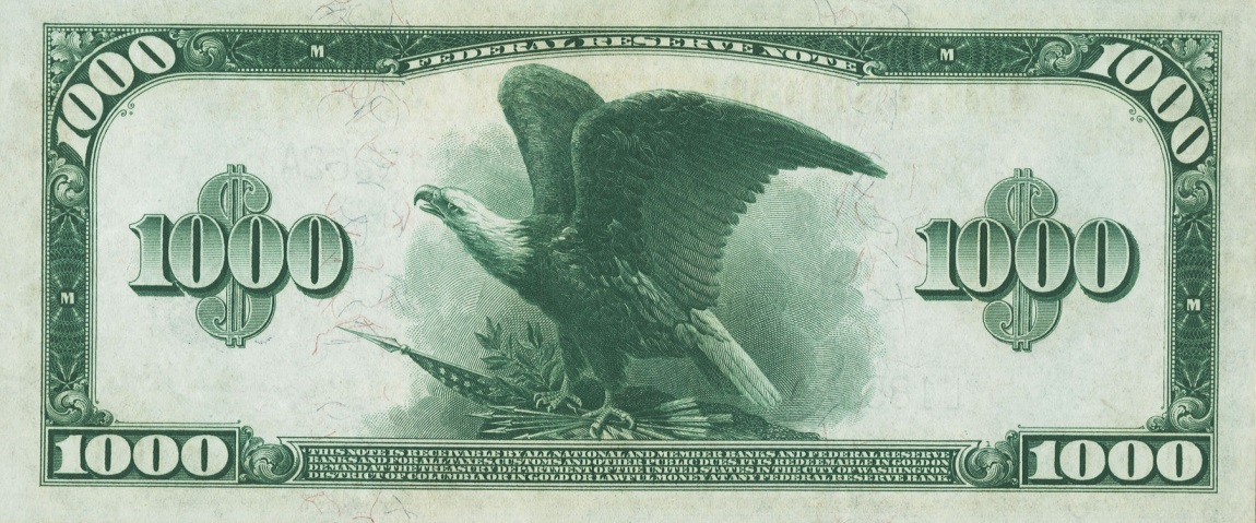 Back of United States p365: 1000 Dollars from 1918